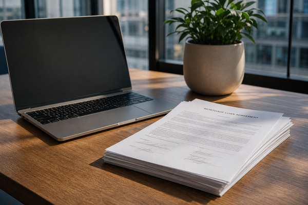 Mortgage Loan Documents on Modern Desk-1